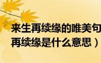 来生再续缘的唯美句子（11月03日等到来生再续缘是什么意思）