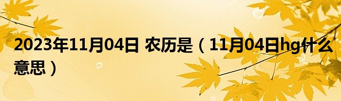 2023年11月04日 农历是（11月04日hg什么意思）