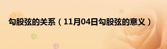 勾股弦的关系（11月04日勾股弦的意义）