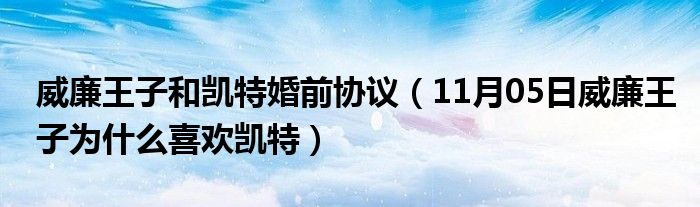 威廉王子和凯特婚前协议（11月05日威廉王子为什么喜欢凯特）