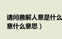 请问善解人意是什么意思（11月04日善解人意什么意思）