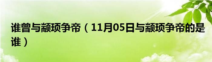 谁曾与颛顼争帝（11月05日与颛顼争帝的是谁）