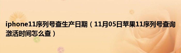 iphone11序列号查生产日期（11月05日苹果11序列号查询激活时间怎么查）