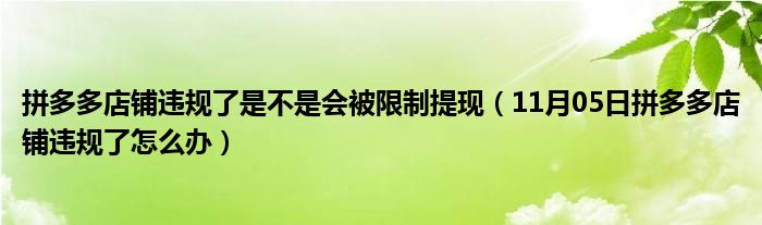 拼多多店铺违规了是不是会被限制提现（11月05日拼多多店铺违规了怎么办）