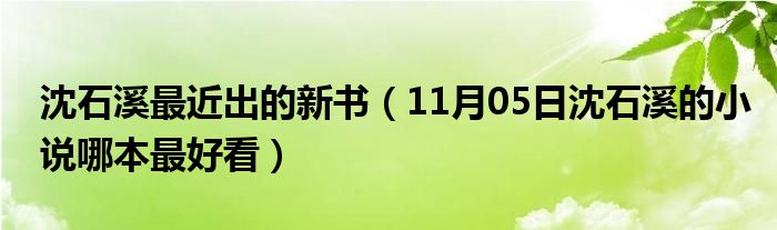 沈石溪最近出的新书（11月05日沈石溪的小说哪本最好看）