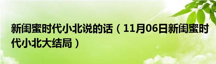 新闺蜜时代小北说的话（11月06日新闺蜜时代小北大结局）