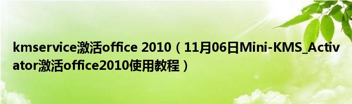 kmservice激活office 2010（11月06日Mini