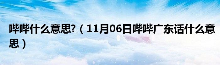 哔哔什么意思?（11月06日哔哔广东话什么意思）