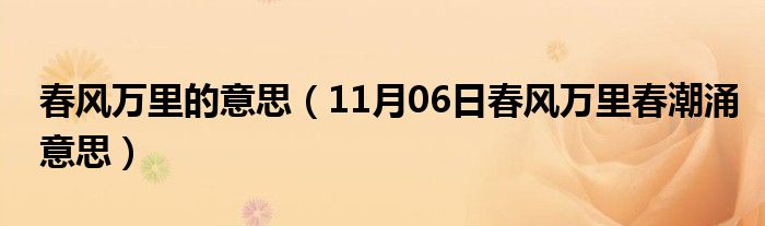 春风万里的意思（11月06日春风万里春潮涌意思）