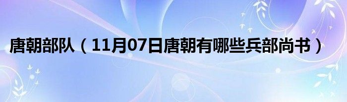 唐朝部队（11月07日唐朝有哪些兵部尚书）