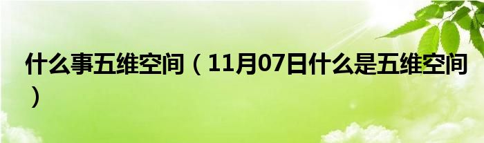 什么事五维空间（11月07日什么是五维空间）