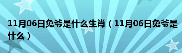 11月06日兔爷是什么生肖（11月06日兔爷是什么）