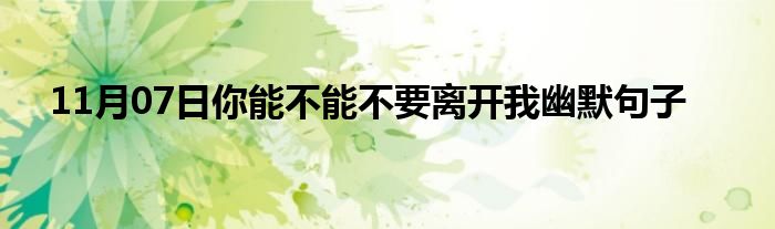 11月07日你能不能不要离开我幽默句子