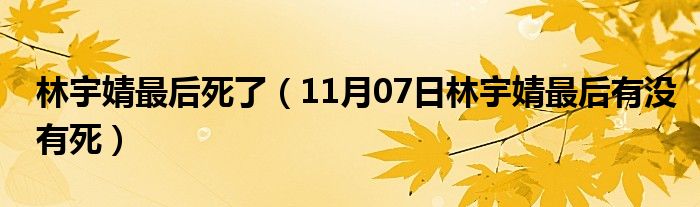 林宇婧最后死了（11月07日林宇婧最后有没有死）