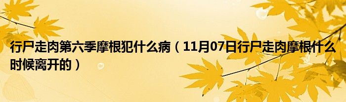 行尸走肉第六季摩根犯什么病（11月07日行尸走肉摩根什么时候离开的）