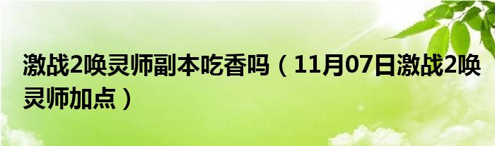 激战2唤灵师副本吃香吗（11月07日激战2唤灵师加点）