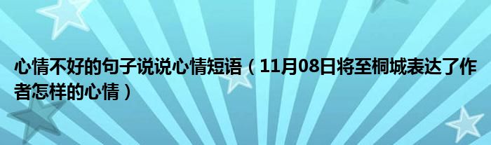 心情不好的句子说说心情短语（11月08日将至桐城表达了作者怎样的心情）