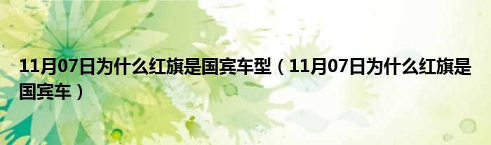 11月07日为什么红旗是国宾车型（11月07日为什么红旗是国宾车）