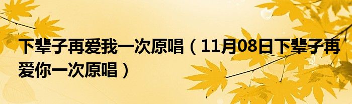 下辈子再爱我一次原唱（11月08日下辈子再爱你一次原唱）