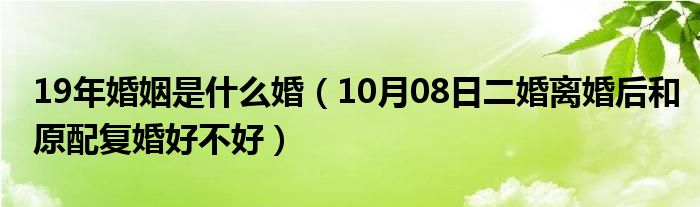 19年婚姻是什么婚（10月08日二婚离婚后和原配复婚好不好）