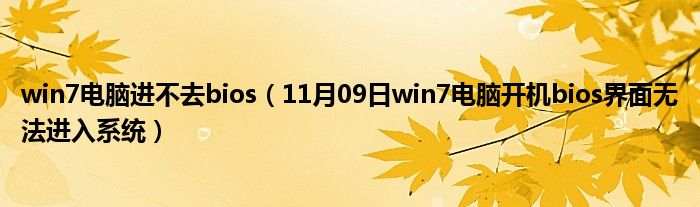 win7电脑进不去bios（11月09日win7电脑开机bios界面无法进入系统）