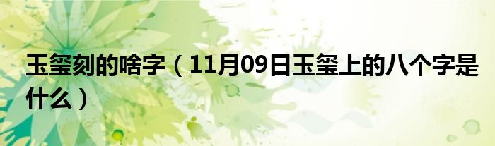 玉玺刻的啥字（11月09日玉玺上的八个字是什么）