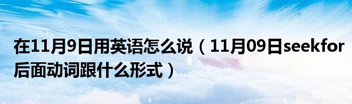 在11月9日用英语怎么说（11月09日seekfor后面动词跟什么形式）