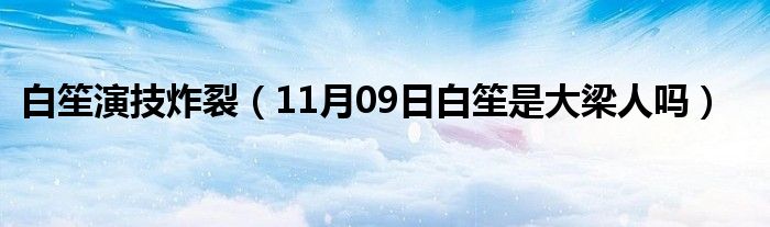 白笙演技炸裂（11月09日白笙是大梁人吗）