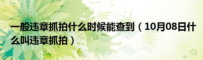 一般违章抓拍什么时候能查到（10月08日什么叫违章抓拍）