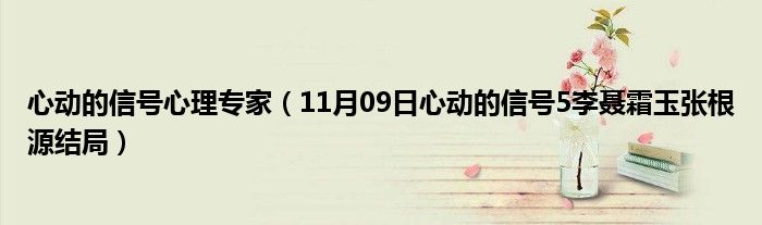 心动的信号心理专家（11月09日心动的信号5李聂霜玉张根源结局）