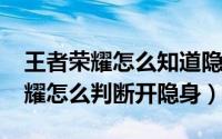 王者荣耀怎么知道隐身了（11月09日王者荣耀怎么判断开隐身）