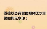 微信状态背景图视频无水印（11月09日微信8.0状态背景视频如何无水印）