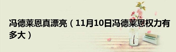 冯德莱恩真漂亮（11月10日冯德莱恩权力有多大）