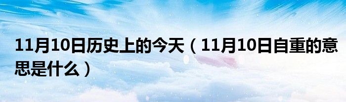 11月10日历史上的今天（11月10日自重的意思是什么）