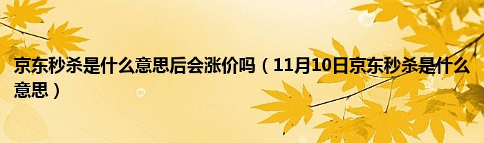 京东秒杀是什么意思后会涨价吗（11月10日京东秒杀是什么意思）