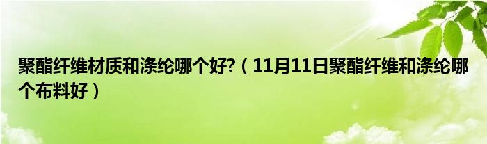 聚酯纤维材质和涤纶哪个好?（11月11日聚酯纤维和涤纶哪个布料好）