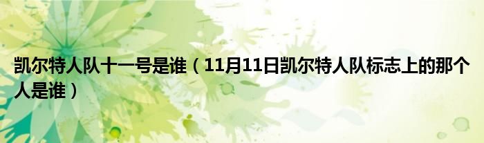 凯尔特人队十一号是谁（11月11日凯尔特人队标志上的那个人是谁）