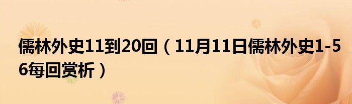 儒林外史11到20回（11月11日儒林外史1