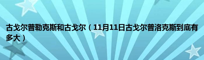 古戈尔普勒克斯和古戈尔（11月11日古戈尔普洛克斯到底有多大）