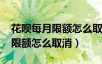 花呗每月限额怎么取消（11月13日花呗付款限额怎么取消）