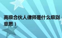 高级合伙人律师是什么级别（11月13日高级合伙人律师什么意思）