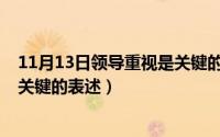 11月13日领导重视是关键的表述吗（11月13日领导重视是关键的表述）