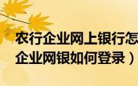 农行企业网上银行怎么登录（10月08日农行企业网银如何登录）