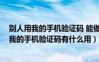 别人用我的手机验证码 能做什么坏事吗（11月15日别人用我的手机验证码有什么用）