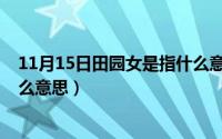 11月15日田园女是指什么意思啊（11月15日田园女是指什么意思）