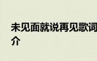未见面就说再见歌词 未见面就说再见歌曲简介