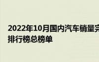 2022年10月国内汽车销量完整排名 2022年1-4月汽车销量排行榜总榜单
