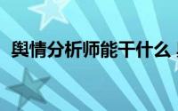 舆情分析师能干什么 舆情分析师高下优劣）