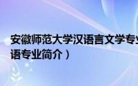 安徽师范大学汉语言文学专业（安徽师范大学文学院对外汉语专业简介）