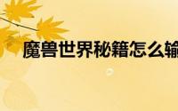 魔兽世界秘籍怎么输入（魔兽世界秘籍）